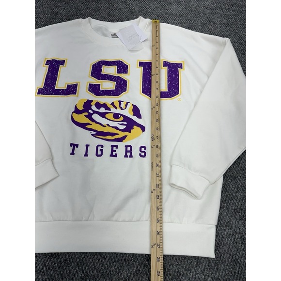 LSU Tigers Gameday Couture Womens Medium White Crewneck Sweatshirt Oversized Fit - Picture 10 of 11